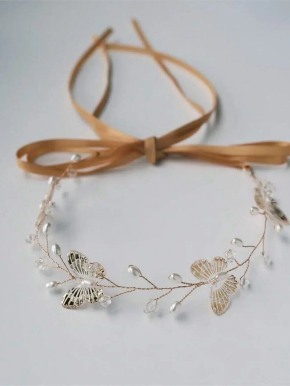 Festival Ready! Gold Butterfly Pearl Boho Tie Headband